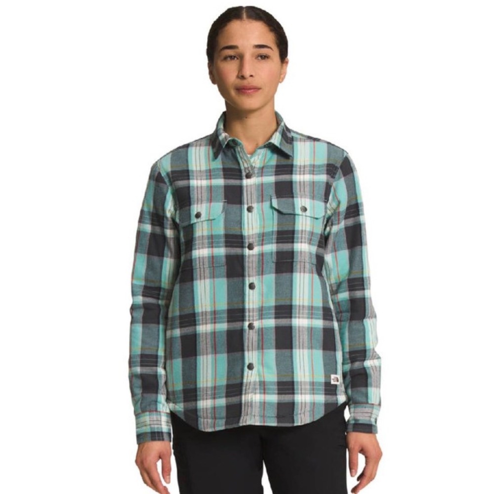 The‎ North Face Womens Campshire Sherpa Lined Plaid Flannel Shirt Jacket Blue XS